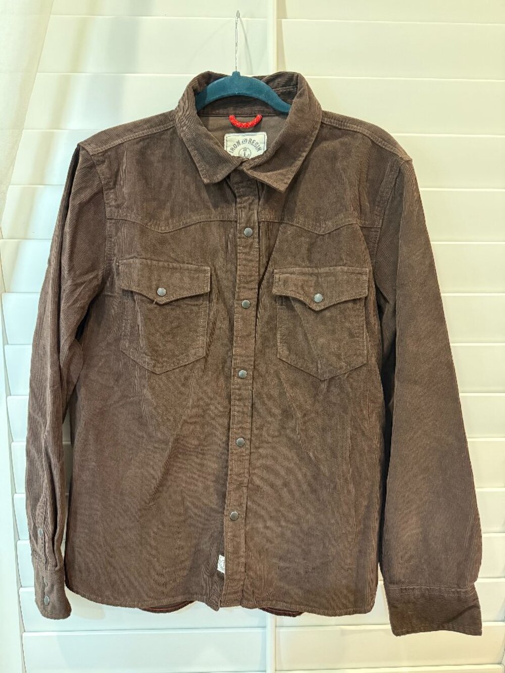 Iron and Resin Freedom Riders Brown Corduroy Snap Shirt Jacket Medium